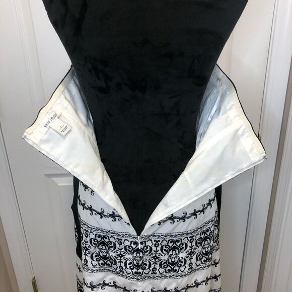 WHBM black white strapless belt sash dress size 6 - Picture 13 of 14
